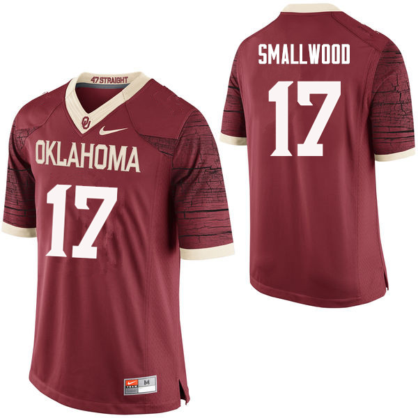 Men Oklahoma Sooners #17 Jordan Smallwood College Football Jerseys Limited-Crimson